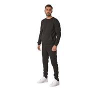 YG3 Men's Crew Neck Fleece Lined Tracksuit - 2 Piece Sweatshirt & Jogger Set (UK, Alpha, M, Regular, Regular, Black)