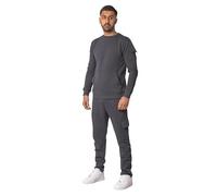 YG3 Men's Crew Neck Fleece Lined Tracksuit - 2 Piece Sweatshirt & Jogger Set (UK, Alpha, S, Regular, Regular, Navy)