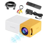 YG300 Mini Projector,Full HD 1080P Low Noise Portable Movie Projector for Home Theater,Video Projector Compatible with Laptop/DVD/Phone/HDMI/USB Drive/Games/PC/Audio,indoor outdoor (Yellow White)