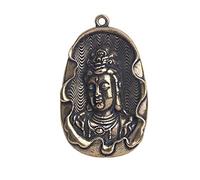 YGAKX Mini Vintage Brass Cute Sculpture Office Home Decorative Brass Embossed Zen Heart Guanyin Buddha Pendant