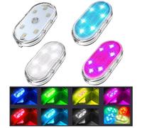 Ygapuzi 4PCS Wireless Car Interior LED Lights 7Colors USB Rechargeable Car LED Touch Light with 6 Super Bright LED Lamp Beads Car Interior Ambient Light Universal Vehicle Accessories for Car Decor