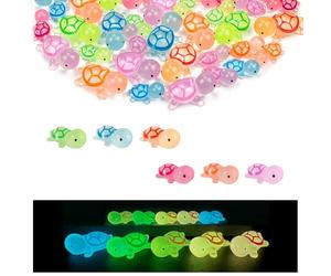Ygapuzi 50 PCS Mini Turtles Glow in The Dark Tiny Resin Turtle Figurines Luminous Miniature Sea Turtle for Garden Moss Landscape Decor Party Home Decorations DIY Hidden Game (6 Colors) (Small)