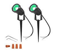 Ygapuzi 5W LED Landscape Lights 12V Low Voltage Spotlights Decorative Walls Trees Flags Outdoor Lighting for Driveway, Yard, Lawn, Patio, Swimming Pool, Garden, with Stakes, Pack of 2 (Green)