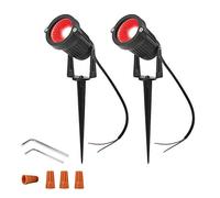 Ygapuzi 5W LED Landscape Lights 12V Low Voltage Spotlights Decorative Walls Trees Flags Outdoor Lighting for Driveway, Yard, Lawn, Patio, Swimming Pool, Garden, with Stakes, Pack of 2 (Red)