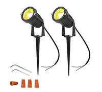 Ygapuzi 5W LED Landscape Lights 12V Low Voltage Spotlights Decorative Walls Trees Flags Outdoor Lighting for Driveway, Yard, Lawn, Patio, Swimming Pool, Garden, with Stakes, Pack of 2 (Warm White)