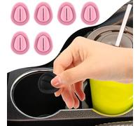 Ygapuzi 6PCS Car Cup Holder Insert Position Limiter, Anti Shake Silicone Car Water Bottle Stabilizer with Self-Adhesive Universal Interior Car Accessories for Most Cars SUV Vans Trucks (Pink)