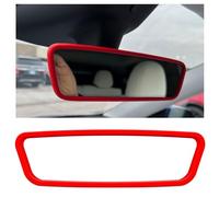 Ygapuzi Car Rear View Mirror Protector Frame, Silicone Auto Interior Rearview Mirror Cover Edge Protective Trim Cover Compatible with Model 3 Model Y, Cute Car Accessories (Red)