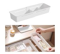 Ygapuzi Expandable Storage Drawer Organizers Sliding Bin Plastic Desk Drawer Trays with Removable Dividers Adjustable Makeup Storage Bins for Bedroom, Bathroom, Clothes, Kitchen Utensil (Small)