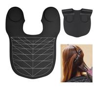 Ygapuzi Large Hair Cutting Guide Collar Silicone Waterproof Hair Cutting Cape Kit Weighted Front Hair Dye Collar Neck Wrap with Guide Lines for Salon Hairdressing Hair Coloring (Black)