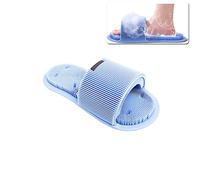 Ygapuzi Shower Foot Scrubber,Soft Silicone Foot Cleaner with Non-Slip Suction Cups,Exfoliating Dead Skin Foot Massager Slipper improve Circulation & Soothes Tired Feet for Unisex Adults - 1pcs (Blue)