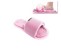 Ygapuzi Shower Foot Scrubber,Soft Silicone Foot Cleaner with Non-Slip Suction Cups,Exfoliating Dead Skin Foot Massager Slipper improve Circulation & Soothes Tired Feet for Unisex Adults - 1pcs (Pink)