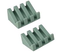 Ygapuzi Silicone Soap Dish with Drain for Shower Slanted Waterfall Bar Soap Holder Tray Easy Cleaning Soap Saver Mat for Sink Bathroom Kitchen Accessories, Extend Soap Life (Eco Green - 2Pack)