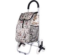 YGCBL Multifunctional Storage Trolley,Aluminum Alloy Folding Climbing Large Capacity Light Weight Wheeled Trolley Push Cart Bag with Wheels Luggage Trolley Storage Hand Trucks,Coffee Color, Tower