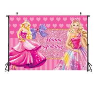 YGCHEN Princess Background Bar-bie Photo Background Cartoon Photography Decoration Girls Birthday Photo Props Princess Banner Happy Birthday Backdrop (150 x 100 cm)