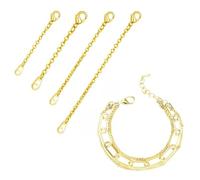 YGCQFH 5-Pack Gold Chain Extenders for Jewelry Making - 2/3/4/6 Inch Necklace Bracelet Extender Clasps - Includes Girl Bracelet, Chain Extension for Necklaces Bracelet Anklet DIY Jewelry