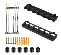 YGCQFH 6-Slot Pool Cue Holder Wall Mount - Includes 6 Pool Cue Protective Cover, Pool Cue Rack for Billiard Pool Cue Stick Storage, Space-Saving Snooker Balls Table Accessory
