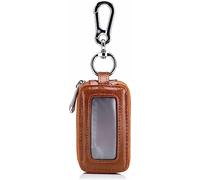 YGDLUCK Double Zipper Car Key Wallet Case Genuine Leather Card Holder Housekeeper Coin Purse Keychain Zipper Key Case Bag