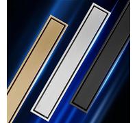 YGDLUCK Linear Shower Drain with Tile insert Grate, Professional Brushed 304 Stainless Steel Rectangle Shower Floor Drain, Floor Shower Drain (Gold 60cm/23.6inch)