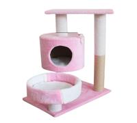 YGDYFDC Cat Trees Cat Climbing Frame Cat Rack Wooden Small Nest Climbing Frame Mattress Big Cat Supplies Pink Column Warm Cat Tower(Pink,B)