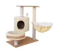 YGDYFDC Cat Trees Cat Climbing Frame Cat Rack Wooden Small Nest Climbing Frame Mattress Big Cat Supplies Pink Column Warm Cat Tower(M,C)