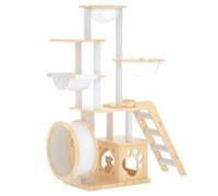 YGDYFDC Cat Trees Cat Rack, Cat Climbing Frame, All Solid Wood, Large Premium Space Capsule Bowl, Cat Bed, Cat Tree Running Cat Tower(A)