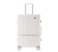 YGDYFDC Durable Luggage Front Opening Box Aluminum Alloy Frame Men's Suitcase High Luggage Code Box Universal Wheel Trolley Case Lightweight Luggage(White,26in)