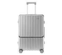 YGDYFDC Durable Luggage Front Opening Box Aluminum Alloy Frame Men's Suitcase High Luggage Code Box Universal Wheel Trolley Case Lightweight Luggage(Plateado,20in)
