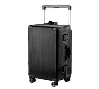 YGDYFDC Durable Luggage Luggage Aluminum Frame 20-inch Boarding Case Universal Wheel Wide Trolley Suitcase 24-inch Password Box Lightweight Luggage(Black,24in)