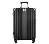 YGDYFDC Suitcases Retro Anti-Collision Aluminum Frame Trolley Suitcase Anti-Fall Charging Port Suitcase for Men and Women Suitcase Large(Black,26cm)