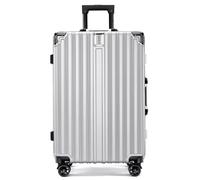 YGDYFDC Suitcases Retro Anti-Collision Aluminum Frame Trolley Suitcase Anti-Fall Charging Port Suitcase for Men and Women Suitcase Large(Silver,24cm)