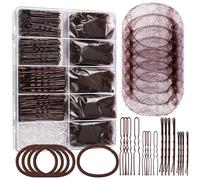YGDZ Dance Hair Accessories Kit, Ballet Dance Stuff, Hair Nets for Buns, Bobby Pins Brown, Clear Elastic Hair Ties, Dance Competition Must Haves for Ballet Girls Women，Brown