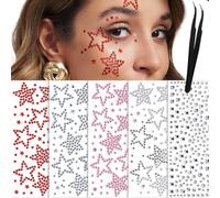 YGDZ Face Jewelry Stickers Face Eye Makeup Body Rave Accessories Y2K Stars for Kids Women