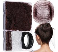 YGDZ Hair Nets for Buns, Dance Hair Accessories Kit with Hair Pins, Elastic Hair Ties, Invisible Hair Net for Ballet Girls Dance Buns, Ballet Bun Maker for Dance Competition, Brown