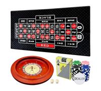 Ygebet 11 Inch Solid Roulette Wheel Set with 47.2x22.8 Inch Double-Sided Table Layout Felt Mat, 100 ABS Chips, and Dealer Button for Casino Roulette Games