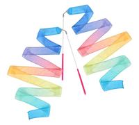 YGEOMER 2Pcs 100% Pure Silk Ribbon Dancer Wand for Kids, Gymnastics Ribbon & Pastel Rainbow Streamers for Maypole Dance, Birthday Party & Easter Gift Ballerina Toys for Toddler Girls