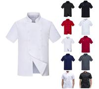 YGERGWE Chef Whites, Professional Chef Uniform, Breathable Kitchen Coat for Men, Lightweight Catering Workwear with Pockets for Restaurant