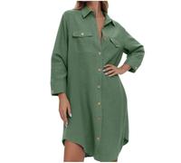 YGERGWE Swim Cover Ups for Women, Button Down Beach Shirt Dress Long Sleeve Summer Holiday Oversized Loose Fit Bikini Coverup Beachwear Lightweight Cover Up Shirt Green