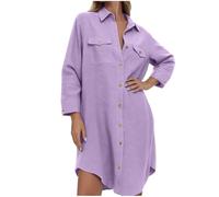 YGERGWE Swim Cover Ups for Women, Button Down Beach Shirt Dress Long Sleeve Summer Holiday Oversized Loose Fit Bikini Coverup Beachwear Lightweight Cover Up Shirt
