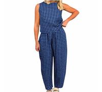 YGERGWE Womens Co Ord Sets, Summer Lounge Wear Sets 2 Piece Outfits Gingham Check Print Sleeveless Top and Trousers, ladies Travel Outfit Airport Set for Vacation
