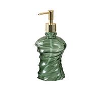 YGFBLSZ Crystal Glass Soap Dispenser Tabletop Metal Rust-free Pump Soap Pump Clear And Soft Streamlined Lotion Dispenser 390ml/13.2oz,Green-1 Pack,Green-1 Pack