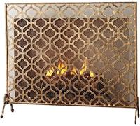 YGFBLSZ Screen Fire Guard Stove Fire Screen Fire Protector Gate W37xH30in Single Panel Handcrafted Wrought Iron Mesh Fireplace Screen,Baby Safe Proof Fence Marriage,，，