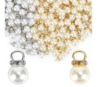 YGFRSTO Pendant Charms with Rhinestone Rondelle, 10mm Round Beads, 100 Pieces, Gold and Silver Tones, 10.0 Millimeters, Faux Pearl Rhinestone Metal, Rhinestone