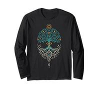 Yggdrasil for Couples Norse Love Symbol with Heart and Moon Long Sleeve T-Shirt