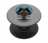 Yggdrasil Mjolnir Thor’s Hammer Odin’s Ravens Huginn Muninn PopSockets Adhesive PopGrip