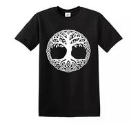 Yggdrasil Tree Men's T-Shirt Tree of Life Celtic Tribal Tattoo Gift Oak King(Black,M)
