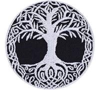 Yggdrasil Tree of Life - Embroidered Iron on Patches for Bikers, Motorcycle Riders, Viking | Sew on or Iron on Applique Norse Mythology Patches Badge for Backpacks, Jean, Jackets | 80X80 mm