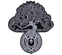 Yggdrasil Tree of Life - Embroidered Iron on Patches for Viking Bikers, Motorcycle Riders, Vikings | Sew on or Iron on Applique Vikings Patch Badge for Backpacks, Jeans, Jackets | 100X85 mm