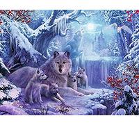 ygghj Stamped Cross Stitch Kit with Fabric DIY Embroidery Kits for Beginners Children & Adults with 11CT Printed Pattern Animal wolf 40 * 50cm
