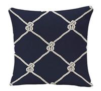 YGGQF Decorative Throw Pillow Covers Nautical Rope Pattern Endless Navy with White Fishing Net and Marine Knots on Dark Blue Trendy Maritime Style Pillow Case for Sofa Couch Bed Car 18x18 Inch