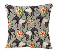 YGGQF Throw Pillow Case Tapir and Flowers Asian Tropical Art Floral Jungle Nature Plant Pillow Cushion Cover Square Pillowcase Decorative Pillow Cover Home Decor 18 x 18 Inch